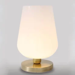 Glaslampen|Metall Lampen*Giovanni Battista Tischleuchte Glas Echt-Messing Schlafzimmer TALIS