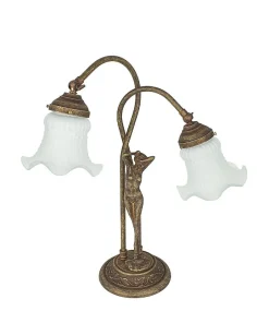 Giovanni Battista Tischleuchte Glas Echt-Messing verstellbar Wohnzimmer< Glaslampen|Metall Lampen