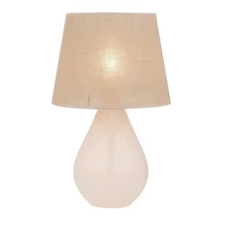 Nachttischlampen|Glaslampen*TK Lighting Tischleuchte Glas Jute 67 cm hoch Ecru Braun E27 RIKA