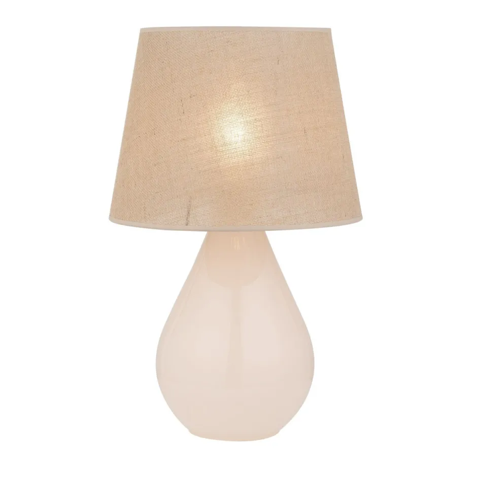 Nachttischlampen|Glaslampen*TK Lighting Tischleuchte Glas Jute 67 cm hoch Ecru Braun E27 RIKA