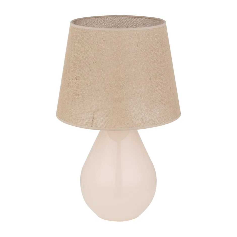 Nachttischlampen|Glaslampen*TK Lighting Tischleuchte Glas Jute 67 cm hoch Ecru Braun E27 RIKA