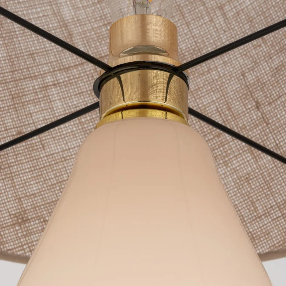 Nachttischlampen|Glaslampen*TK Lighting Tischleuchte Glas Jute 67 cm hoch Ecru Braun E27 RIKA