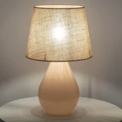 Nachttischlampen|Glaslampen*TK Lighting Tischleuchte Glas Jute 67 cm hoch Ecru Braun E27 RIKA