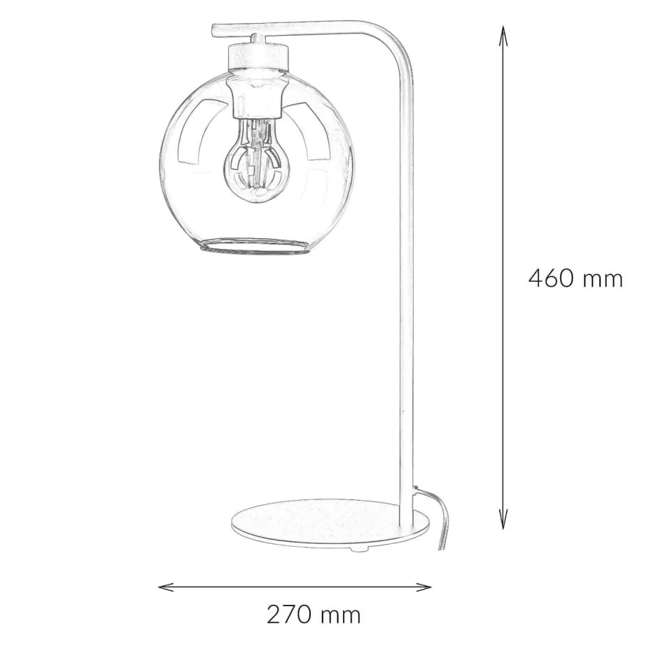Tischlampen|Moderne Lampen*TK Lighting Tischleuchte Glas Kugel Schwarz Grau 46 cm hoch Modern