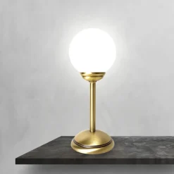 Tischlampen|Badezimmer Lampe*Giovanni Battista Tischleuchte Glas Messing H: 31 cm Kugelschirm E14 klein