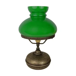 Giovanni Battista Tischleuchte Glas Messing H: 36,5 cm E27 in Bronze Antik Grün< Tischlampen|Jugendstil Lampen