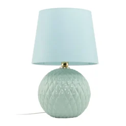 Tischlampen|Schlafzimmer Lampen*TK Lighting Tischleuchte Glas Stoff 60 cm hoch Mint Grün E27 DOLORES