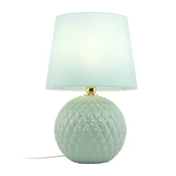 Tischlampen|Schlafzimmer Lampen*TK Lighting Tischleuchte Glas Stoff 60 cm hoch Mint Grün E27 DOLORES