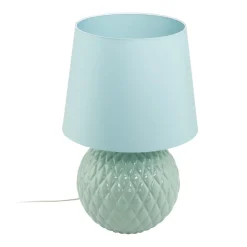 Tischlampen|Schlafzimmer Lampen*TK Lighting Tischleuchte Glas Stoff 60 cm hoch Mint Grün E27 DOLORES