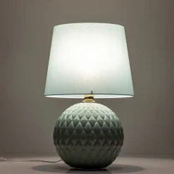 Tischlampen|Schlafzimmer Lampen*TK Lighting Tischleuchte Glas Stoff 60 cm hoch Mint Grün E27 DOLORES