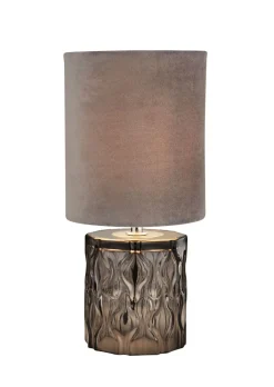 Searchlight Tischleuchte Glas Stoff 28 cm klein Grau E27 Modern< Glaslampen|Schlafzimmer Lampen