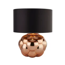 Searchlight Tischleuchte Glas Stoff H: 43,5 cm in Kupfer Schwarz E27< Wohnzimmerlampen|Schlafzimmer Lampen