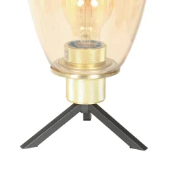 Steinhauer Tischleuchte Glasschirm in Messing E27 28 cm stilvoll< Tischlampen|Schlafzimmer Lampen