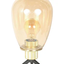 Steinhauer Tischleuchte Glasschirm in Messing E27 28 cm stilvoll< Tischlampen|Schlafzimmer Lampen