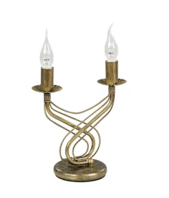 Emibig Tischleuchte Gold Metall Rustikal 2-flammig Kerzen< Rustikale Lampen|Wohnzimmerlampen