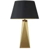 Stofflampen|Retro Lampen*Searchlight Tischleuchte Gold Schwarz 58 cm Stoff Metall Retro E27