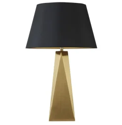Stofflampen|Retro Lampen*Searchlight Tischleuchte Gold Schwarz 58 cm Stoff Metall Retro E27