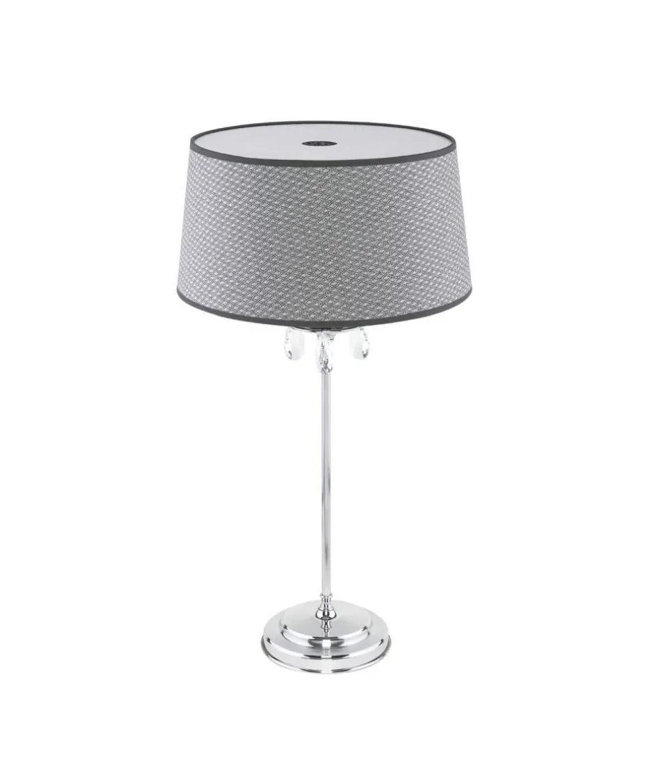 Jupiter Tischleuchte Grau Chrom 65cm hoch AELUA Bett Lampe< Tischlampen|Schlafzimmer Lampen