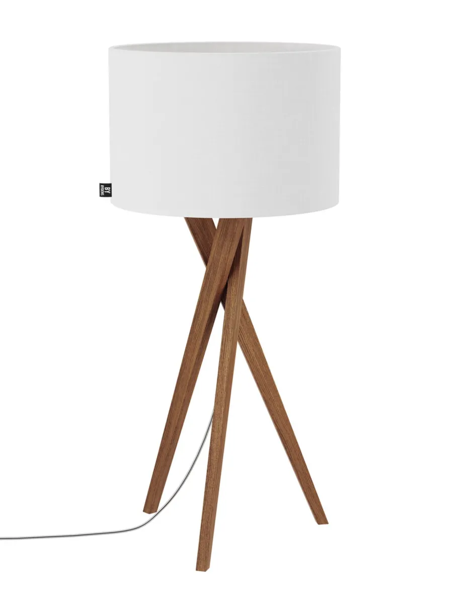 By Rydéns Tischleuchte Holz Stoff 55 cm Dreibein Eiche Weiß E27< Wohnzimmerlampen|Schlafzimmer Lampen