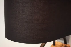 Stofflampen|Holzlampen*Invicta Interior Tischleuchte Holz Stoff blendarm 58 cm E27 in Schwarz