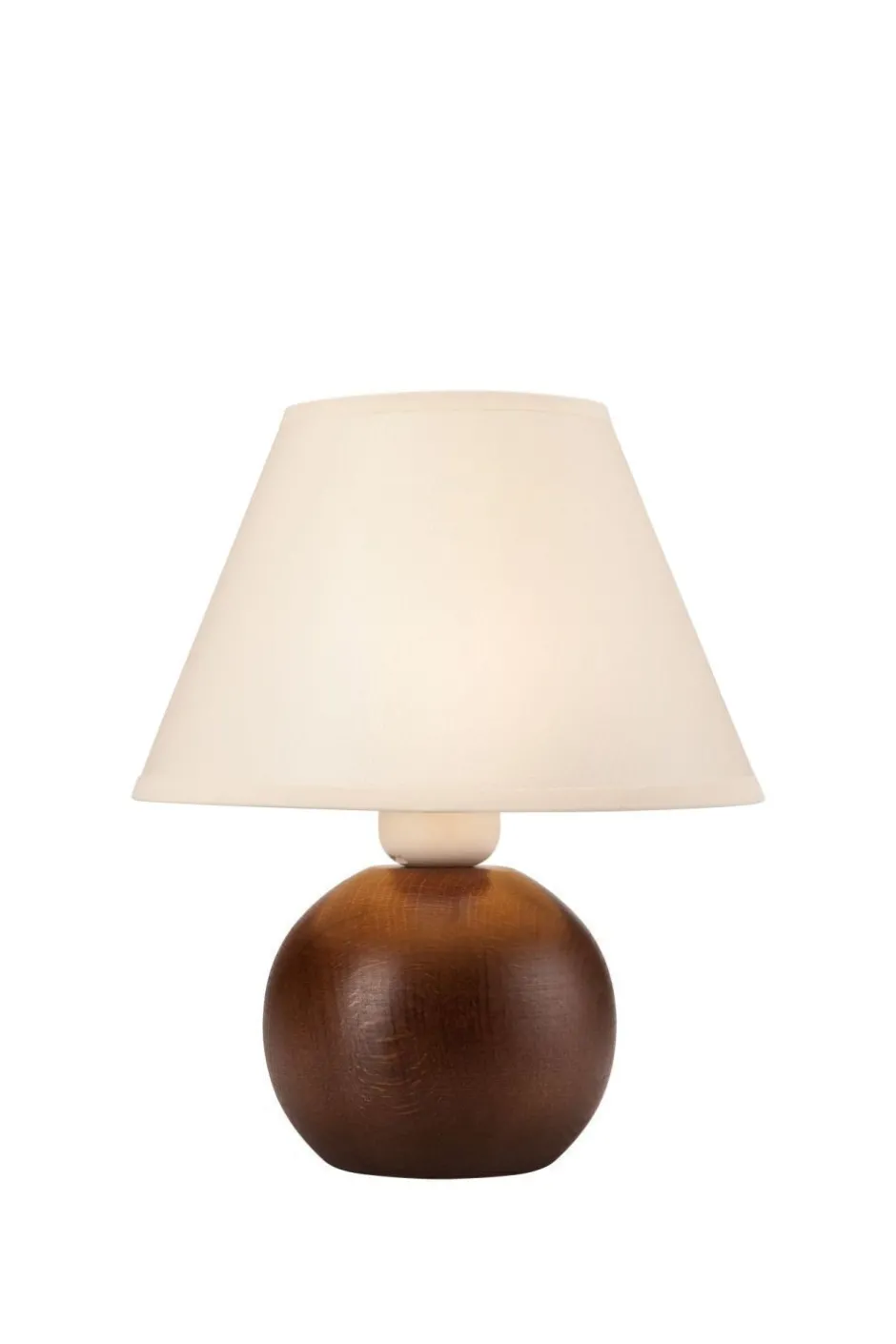 Glaslampen|Holzlampen*Lamkur Tischleuchte Holz Stoff rund H:24cm wohnlich E27