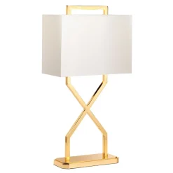 Tischlampen|Designerlampen*Elstead Tischleuchte in Gold Elfenbein E27 68 cm Stoff Metall