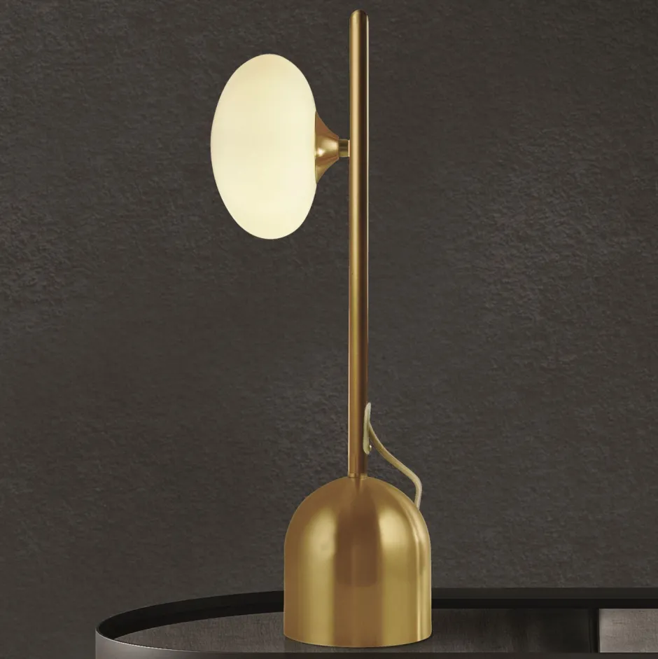 Searchlight Tischleuchte in Gold Weiß G9 50 cm Glas Metall WATSON< Wohnzimmerlampen|Glaslampen