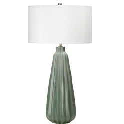Elstead Tischleuchte Keramik 79,5 cm Weiß Grün E27 LIBIELA< Keramiklampen|Schlafzimmer Lampen
