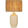 Wohnzimmerlampen|Schlafzimmer Lampen*Searchlight Tischleuchte Keramik Bast Creme Natur E27 48 cm Boho