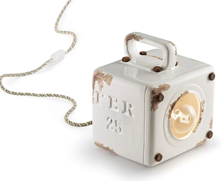 Wohnzimmerlampen|Keramiklampen*Ferroluce Tischleuchte Keramik E27 B: 15,5 cm 20 cm hoch Weiß