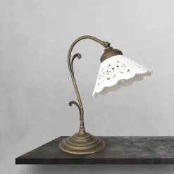 Giovanni Battista Tischleuchte Keramik Messing H: 36 cm schwenkbar E14 Rustikal< Tischlampen|Lampen Aus Aller Welt