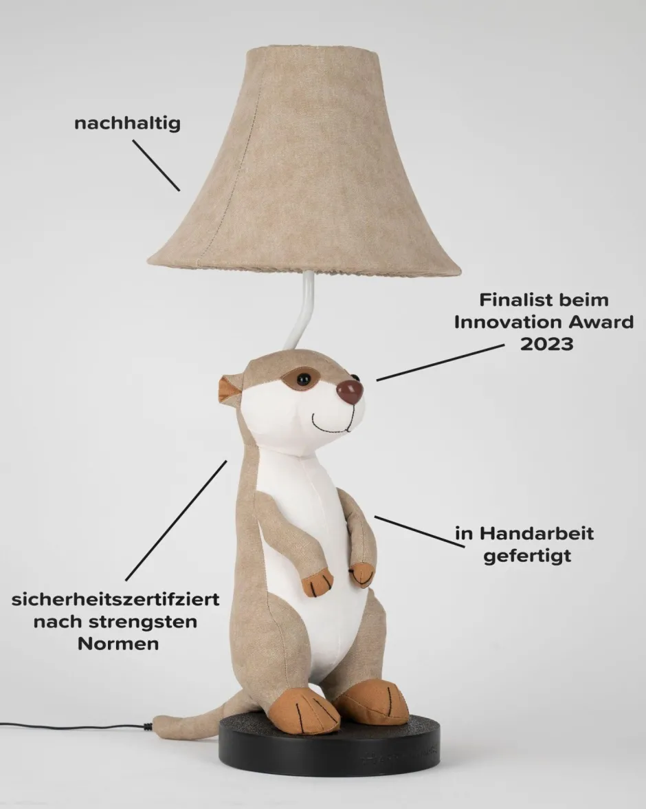 Happy Lamps Tischleuchte Kinderzimmer 58 cm hoch Erdmännchen LED<Kinder Wohnzimmerlampen|Kinderzimmerlampen