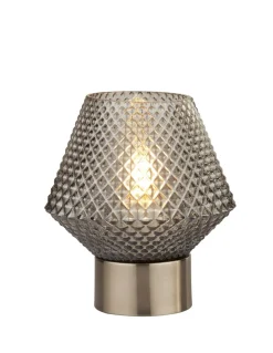 Glaslampen|Jugendstil Lampen*Searchlight Tischleuchte klein H: 17,5 cm Art Déco Rauchglas Metall