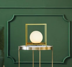 Searchlight Tischleuchte klein H: 20,5 cm in Gold Weiß Schwarz G9< Wohnzimmerlampen|Glaslampen