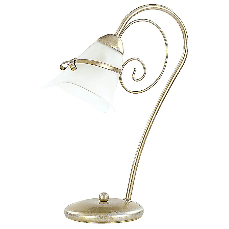 Glaslampen|Florale Lampen*Luminex Tischleuchte KOKARDA in Gold