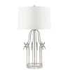 Elstead Tischleuchte LUICA in Silber Ø41cm H:79cm Lampe< Schlafzimmer Lampen|Stofflampen