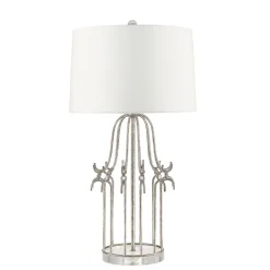 Elstead Tischleuchte LUICA in Silber Ø41cm H:79cm Lampe< Schlafzimmer Lampen|Stofflampen