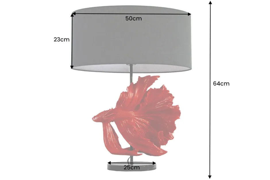 Invicta Interior Tischleuchte Marmor Stoff Rot Schwarz 64 cm gemütlich< Tischlampen|Schlafzimmer Lampen