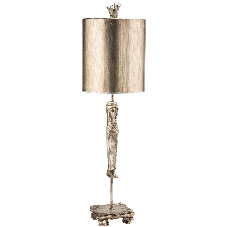 Tischlampen|Schlafzimmer Lampen*Elstead Tischleuchte MAYNILD Blattsilber 71 cm hoch elegant