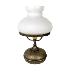 Giovanni Battista Tischleuchte Messing Glas 36,5 cm in Bronze Antik Weiß E14< Tischlampen|Jugendstil Lampen