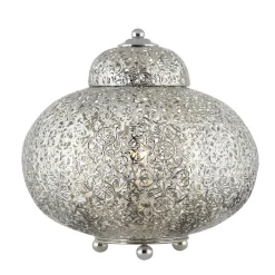 Searchlight Tischleuchte Metall E27 H: 29 cm Nickel glänzend< Lampen Aus Aller Welt|Schlafzimmer Lampen