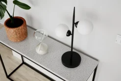 By Rydéns Tischleuchte Metall Glas 55 cm hoch Schwarz Weiß< Wohnzimmerlampen|Metall Lampen