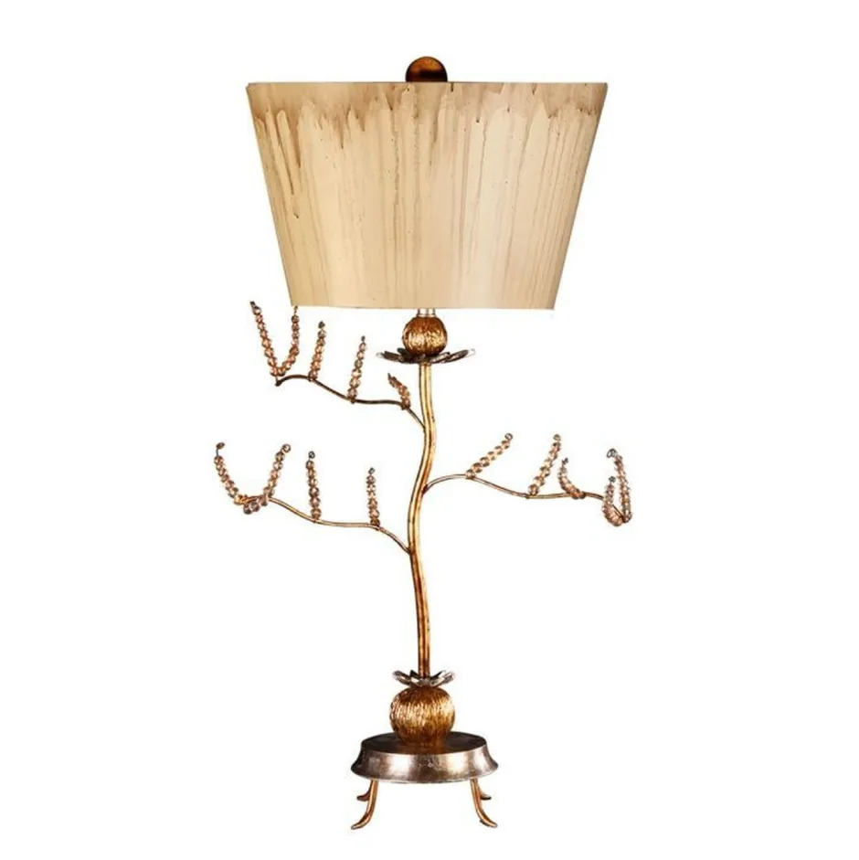 Tischlampen|Schlafzimmer Lampen*Elstead Tischleuchte Metall Stoff in Silber Creme 91cm kunstvoll