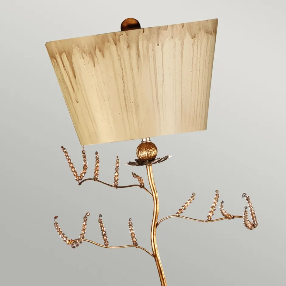 Tischlampen|Schlafzimmer Lampen*Elstead Tischleuchte Metall Stoff in Silber Creme 91cm kunstvoll