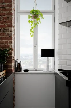 By Rydéns Tischleuchte Metall Stoff 47 cm Chrom Schwarz E27 eckig< Wohnzimmerlampen|Schlafzimmer Lampen