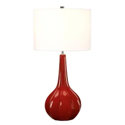 Elstead Tischleuchte MJRA Keramik Rot Creme H:72cm Lampe< Tischlampen|Retro Lampen