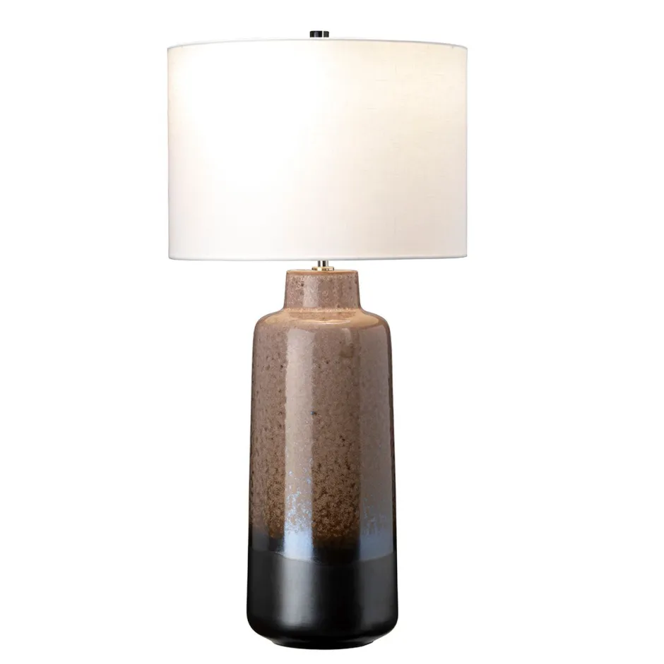 Wohnzimmerlampen|Stofflampen*Elstead Tischleuchte MYNDIR Braun Creme Keramik 76cm Lampe