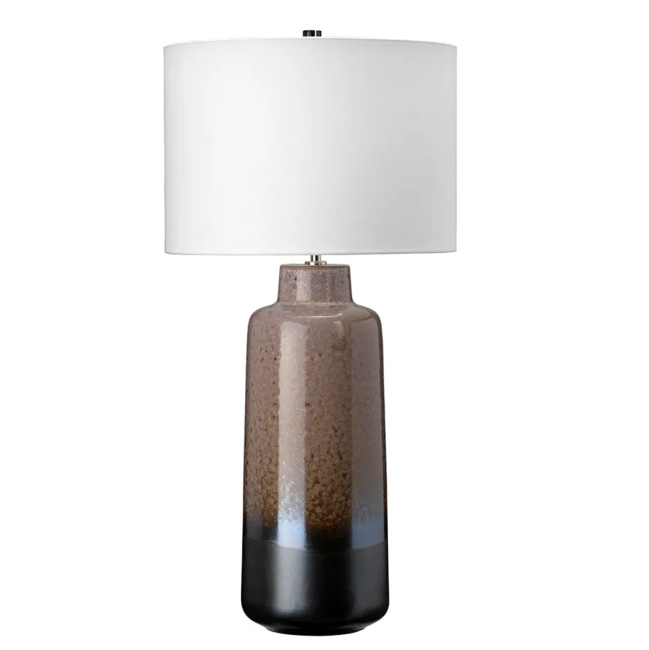 Wohnzimmerlampen|Stofflampen*Elstead Tischleuchte MYNDIR Braun Creme Keramik 76cm Lampe