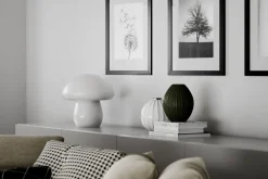 Wohnzimmerlampen|Metall Lampen*By Rydéns Tischleuchte Pilz Look Glas 30 cm hoch Weiß E27