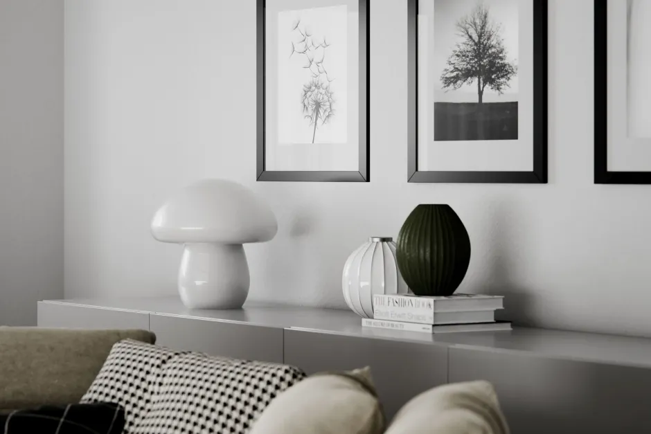 Wohnzimmerlampen|Metall Lampen*By Rydéns Tischleuchte Pilz Look Glas 30 cm hoch Weiß E27